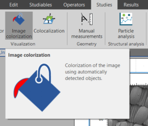 Image of Mountains software menu with the colorization study selected